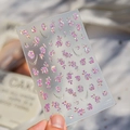 Macro detail of TO 5475 nail art stickers with pink roses and golden crescent moons - Dreamy Pink Rose Shell Luster (TO-5475)