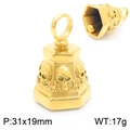 Ciondolo campana teschio gotico dorato stile punk, in acciaio inossidabile da 31x19mm - Ciondolo a Campana con Teschio Dorato (Senza Catena)