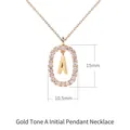 Pendente in argento 925 placcato oro 18K con lettera A e zirconi bianchi incastonati - Collana con lettera A dorata con strass / Argento 925 / 50cm (40+5+5cm)