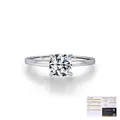 Classic S925 sterling silver solitaire ring featuring a round Moissanite and GRA certificate - US Size 6 / Silver