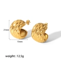 Orecchini a C in stile francese placcati oro 18K con trama trapuntata e finitura lucida - Stile Forma C Motivo a Diamante / Oro (TE6316-G)