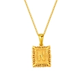 Collier en acier inoxydable doré 18K avec pendentif carré ajouré portant la lettre N - Lettre N(SP598G-N)