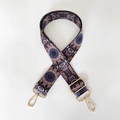 Adjustable ethnic patterned fabric bag strap with golden metal swivel hooks - Blue Vintage