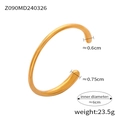 Bracelet jonc ouvert plaqué or 18 carats avec dimensions précises et informations de poids - Style Ouvert Minimaliste (Z090) / Doré