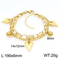 Bracciale a doppio strato dorato hip hop con ciondoli a cuore e perline di metallo - Bracciale Oro (KB202903-Z)