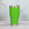 Green 30oz insulated stainless steel tumbler with clear lid on marble surface - 30oz / Powder Coated Green