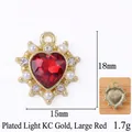Red heart crystal baroque pendant in KC gold finish with pearls for DIY jewelry - Red (Light KC Gold Plated)