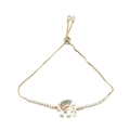 Detail of gold elephant pendant with colorful rhinestones and adjustable slider box chain - Purple