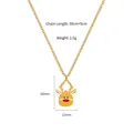 Gold Christmas reindeer pendant necklace, 39+5cm chain length and 2.5g weight details - Tan Reindeer