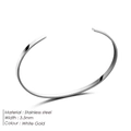 Minimalist 3.5mm white gold stainless steel open C-shaped cuff bracelet for men - 3.5mm - White Gold