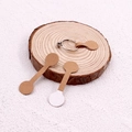 Brown self-adhesive ring size labels in key shape on a round wooden display board - Bullet Tip / Brown