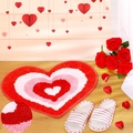 Valentine heart shaped floor mat detail, soft plush bathroom anti slip rug texture display. - Heart Series 9