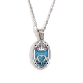18K gold plated stainless steel Empress Tarot card oval necklace with turquoise stone - Oval Tarot - The Empress / Steel