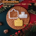 Christmas hang tag cookie mold with Merry X-mas stamp and yellow biscuit sample - E3044-Hang Tag