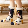 Chaussettes de Noël bleu marine avec doublure en polaire blanche et motifs de renne - 35-42 / Renne de la Forêt