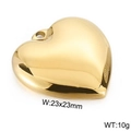 Polished golden heart pendant made of stainless steel measuring 23x23mm with loop - Extra Large Polished Gold Heart Pendant (KLJ2577-Z)