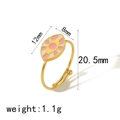 Goldener verstellbarer Edelstahlring mit rosa Emaille-Auge und Abmessungen - Einstellbar Offen / Augen-Stil (TR4260)