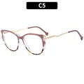 Cat eye glasses frames in transparent pink and leopard print with wavy gold metal arms - Khaki & Tortoise