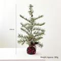 Mini 44cm Christmas tree with pine needles, cones and red plaid base ornament - 44cm Christmas Tree / 280g