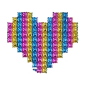 Striped heart balloon in metallic rose red, yellow, and blue foil for party decor - Heart Backdrop Wall / Rainbow
