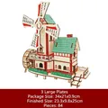 3D wooden windmill watermill puzzle with 84 pieces and colorful printed details - Windmill House (TB Laser) / 84 Pcs/Finished 23.3x9.8x25cm