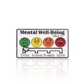 Enamel slider pin for mental well-being with green yellow orange and red status levels - Mental Health Brooch / My Mental State