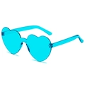 Translucent light blue heart-shaped sunglasses with a frameless jelly aesthetic - Lake Blue