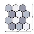 Self-adhesive 3D gray and white hexagonal mosaic wall tile sticker in 30x30cm size - B05-Grey White Hexagon