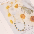 Golden stainless steel necklace featuring blue evil eye pendants on a daisy patterned card - 3# Necklace-Multiple Round Eye Charms
