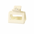 Single beige matte 5cm square hair claw clip made of PS material with metal spring - 5CM Creamy White