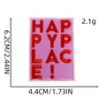 Detail of Happy Place embroidered patch showing 6.2x4.4 cm dimensions on white background - HAPPY PLACE Patch 13#