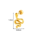Gold snake shaped cartilage piercing stud with screw back and vintage punk aesthetic - Gold Snake