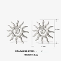 Zilveren roestvrijstalen zonnesteker oorbellen voor dames met gepolijste afwerking en zon - Zonvorm (ZN1609) / Staalkleur