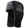 Colbacco invernale con guscio nero antivento e fodera in ecopelliccia grigia per freddo estremo - L(58-60cm) / Nero
