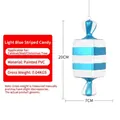 Light blue striped candy pendant ornament in painted PVC, 20cm height for Christmas decor - 20CM Blue White Square Candy