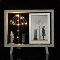Cornice per foto rotante in legno con luce LED e decorazione di figurine in miniatura - Stile Luce Bifacciale-Ombrello Nero / 6 Pollici