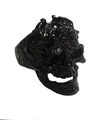 Gothic punk skull ring for men featuring a textured matte black finish and dark styling - All Black Skull Ring