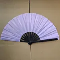 Classic 33cm Chinese folding fan with light purple fabric and black bamboo frame - Solid Purple A28