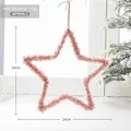 Pink plush star Christmas ornament with hanging feathers and 24cm size detail - Pink Large Star