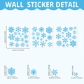 Detailed size chart for blue snowflake wall stickers showing dimensions in cm and inches - 32x32cm*3 Sheets / TBW9505-UV