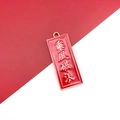 Rectangular red enamel pendant with gold Cheng Feng Po Lang idiom for DIY jewelry - Brave the Waves
