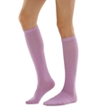 Light purple cotton blend knee high socks featuring fine vertical knit texture - One Size / Light Purple