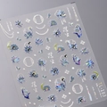 Sticker à ongles 3D 5D gaufré TL-193 avec fleurs bleues, papillons et fini laser - Style Classique Lotus et Fenêtre (TL-192)