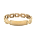Polished gold stainless steel link bracelet featuring a flat rectangular engravable bar - Gold Smooth ID Bracelet / Gold