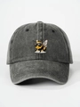 Detalle de gorra de béisbol gris carbón lavado con diseño de abeja con gafas de sol - Talla Única (Ajustable) / Negro