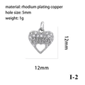 18K rhodium-plated heart pendant with zircon inlay and MAMA engraving, 12mm size - Type I-2 (MAMA Heart) / Silver