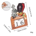 Wooden Halloween countdown calendar ornament with size dimensions for festive home decor - XT512F-Festive Scene