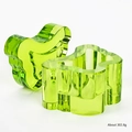 Green glass nail crystal cup with a gradient wavy texture and a matching lid - Butterfly Transparent Green Crystal Cup