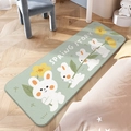 Green cartoon bunny rabbit plush rug with Spring Story text for kids bedroom decor - Spring Story