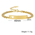 18K gold plated stainless steel curb chain bracelet with 40mm curved metal plate - Gold (BR-1248G Gold)